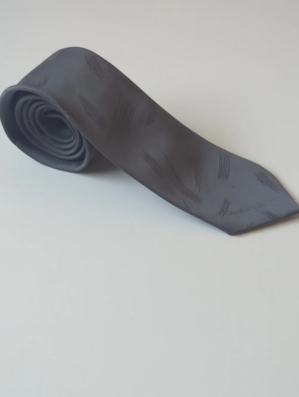 Vintage Oscar de la Renta Grey Textured Silk Tie